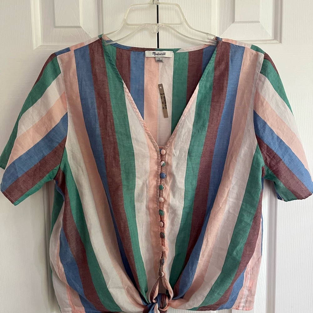 NWT Madewell Colorful Striped Button-Down Shirt